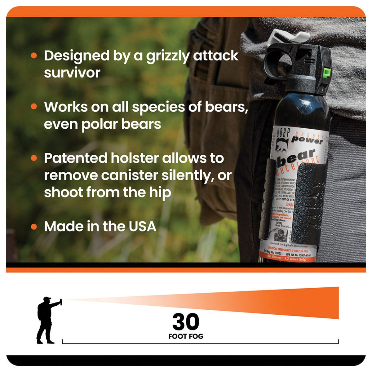 UDAP - 9.2 oz Bear Spray with Holster