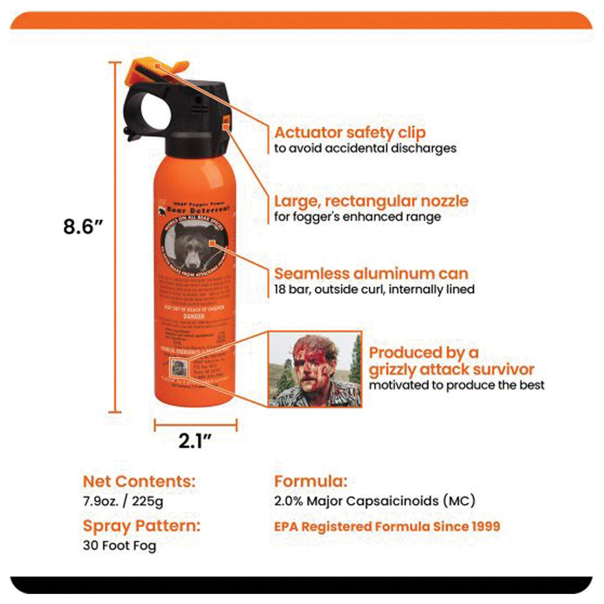 UDAP - 7.9 oz Pepper Power Fogger with Holster - Orange