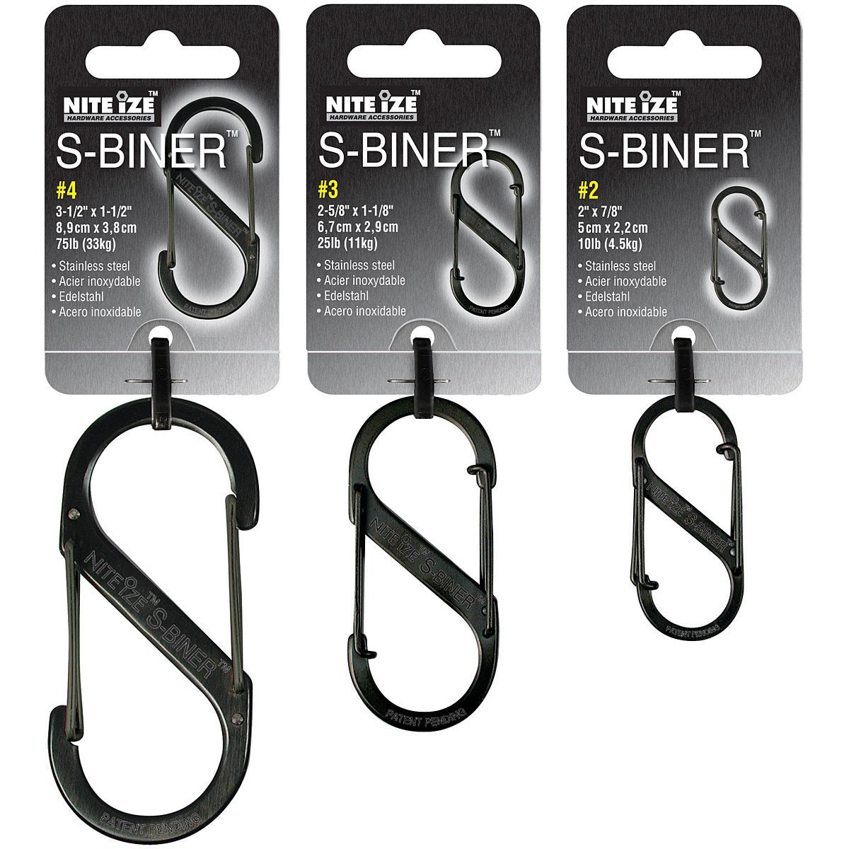 NITE IZE - S-Biner 3 Pack Combo - Black