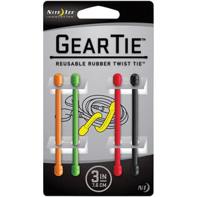 NITE IZE - Gear Tie 3" Assorted 4-Pack