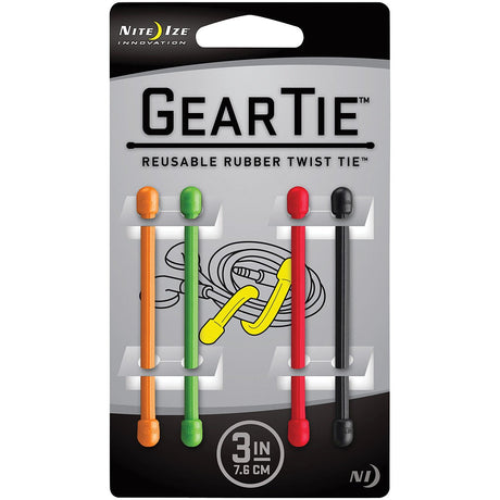 NITE IZE - Gear Tie 3" Assorted Colors 4-Pack