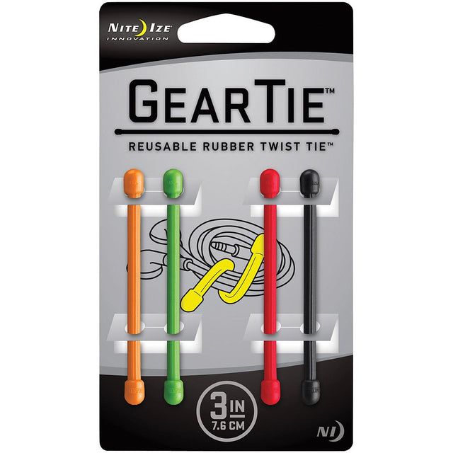 NITE IZE - Gear Tie 3" Assorted 4-Pack
