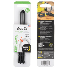 NITE IZE - Gear Tie 12" Black 2-Pack