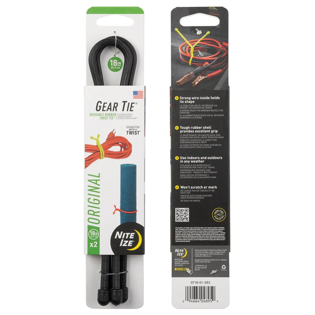NITE IZE - Gear Tie 18" Black 2-Pack