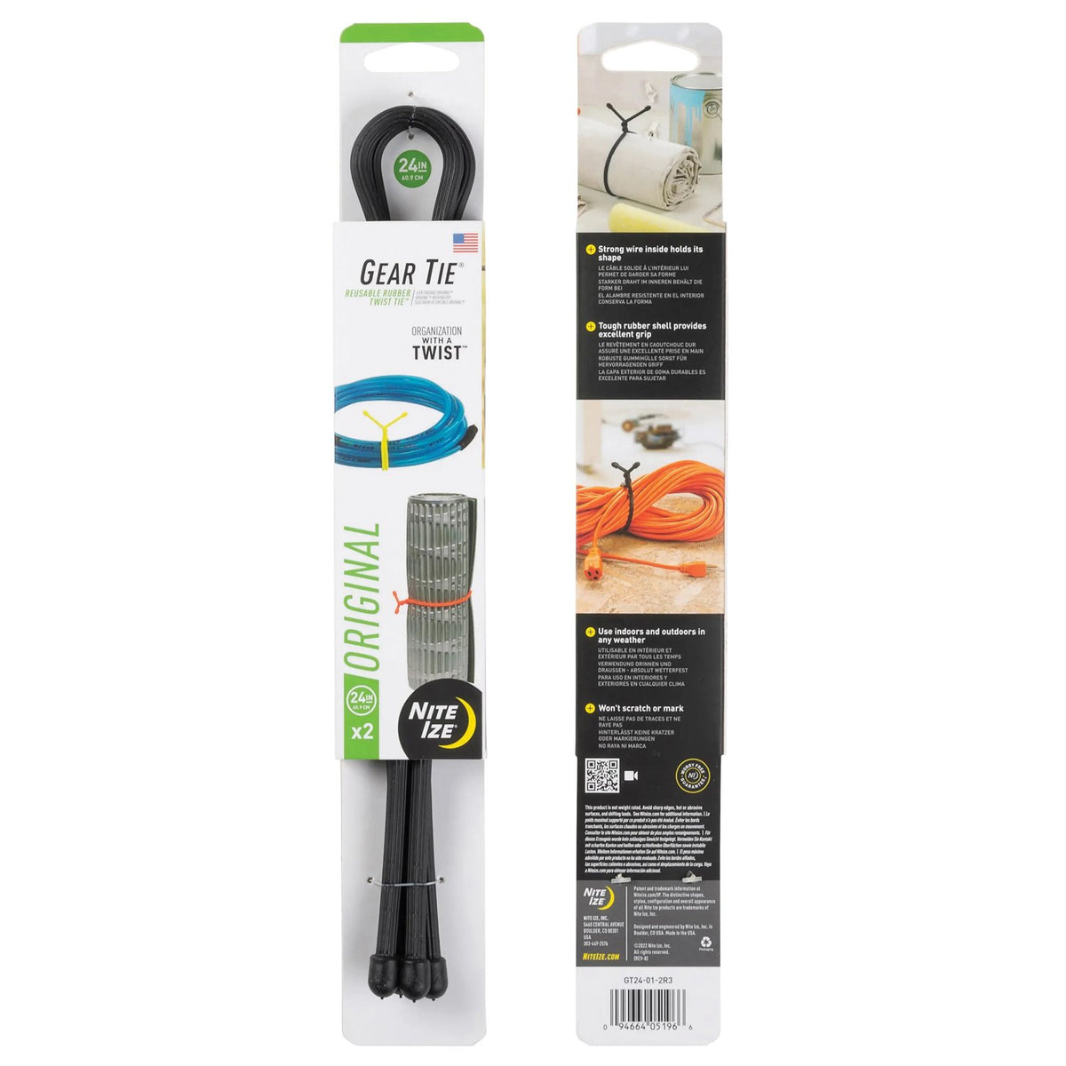 NITE IZE - Gear Tie 24" Black 2 Pack
