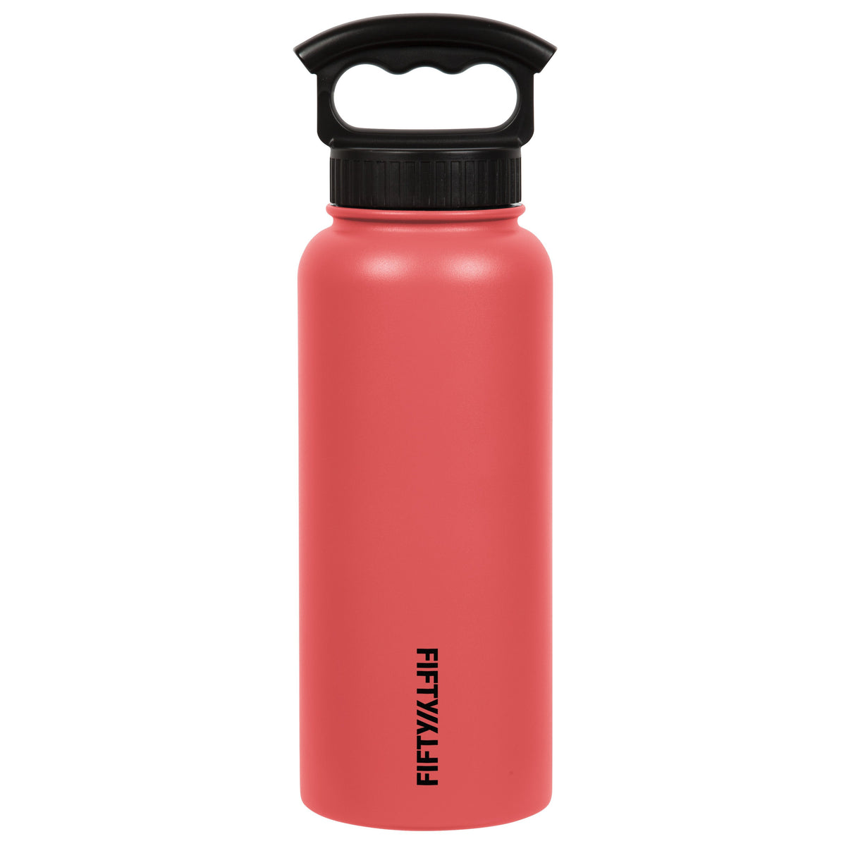 FIFTY/FIFTY - 34oz Insulated Bottle with 3-Finger Lid - Coral