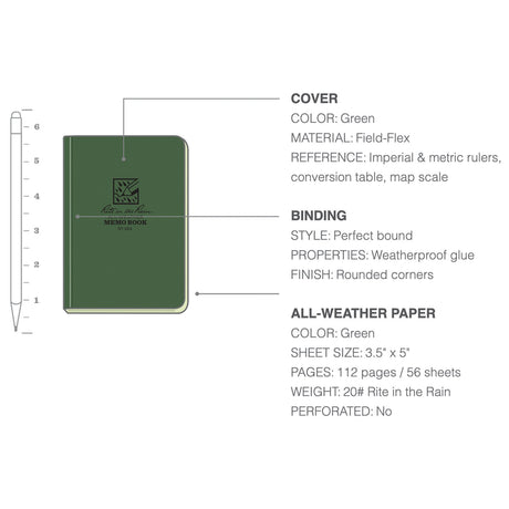 Rite in the Rain - Flexbook Green 3.5 x 5 — view 5