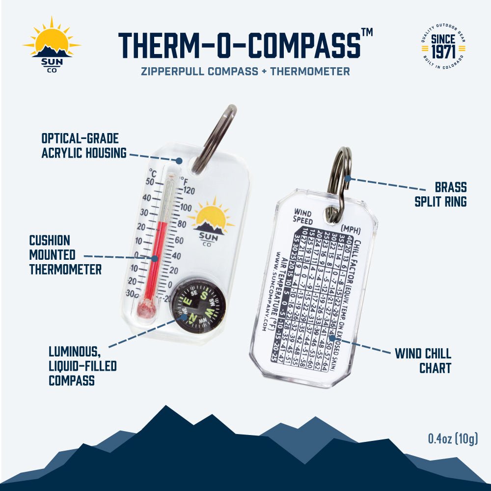 SUN - Therm-o-Compass with Luminous Liquid-Filled Compass