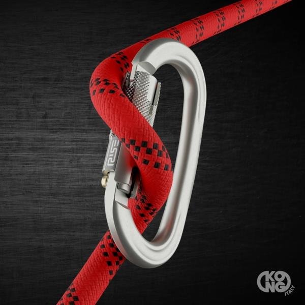 KONG - Ovalone Carbon Steel Carabiner with RISE Lock - White — view 4
