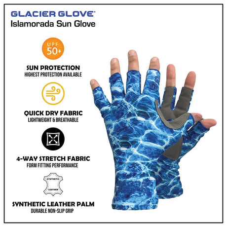 Glacier Glove - Islamorada Sun Glove Blue Camo Large — view 2