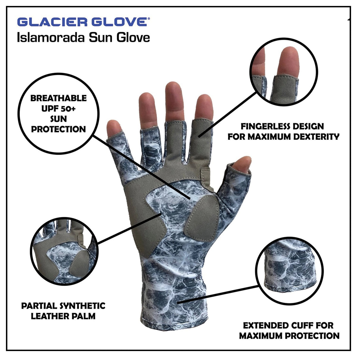 Glacier Glove - Islamorada Sun Glove Gray Camo S — view 3