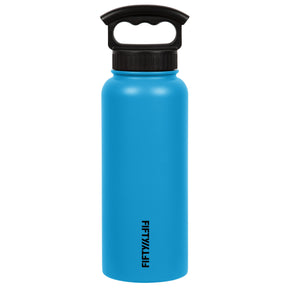 FIFTY/FIFTY - 34oz Insulated Bottle with 3-Finger Lid - Crater Blue
