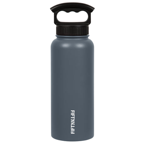 FIFTY/FIFTY - 34oz Insulated Bottle with 3-Finger Grip - Grey