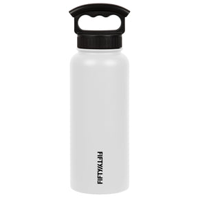 FIFTY/FIFTY - 34oz Insulated Bottle with 3-Finger Grip - White