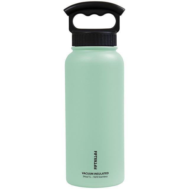 FIFTY/FIFTY - 34 oz Vacuum Insulated Bottle with 3 Finger Lid - Mint