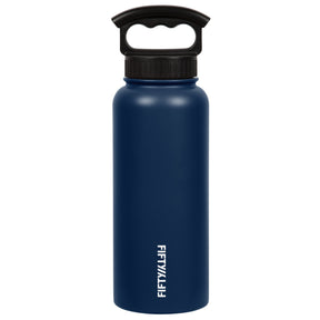 FIFTY/FIFTY - 34oz Vacuum Insulated Bottle with 3-Finger Lid - Navy