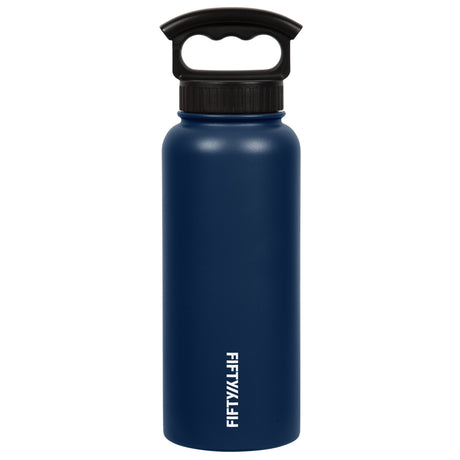 FIFTY/FIFTY - 34oz Vacuum Insulated Bottle with 3-Finger Lid - Navy