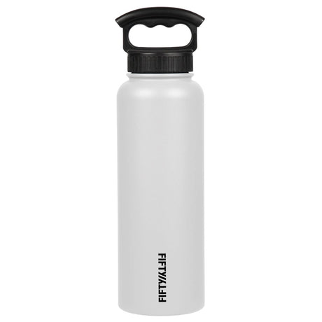 FIFTY/FIFTY - 40 oz Vacuum Insulated Bottle with 3-Finger Lid - White