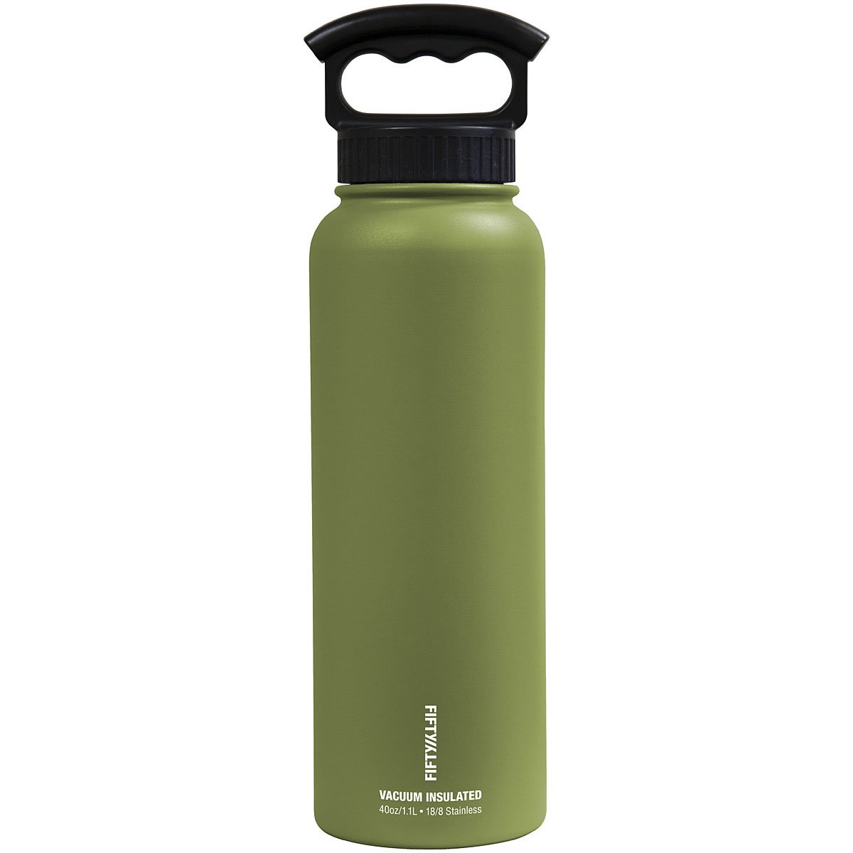 FIFTY/FIFTY - 40 oz Vacuum Insulated Bottle with 3-Finger Lid - Olive