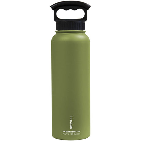 FIFTY/FIFTY - 40 oz Vacuum Insulated Bottle with 3-Finger Lid - Olive