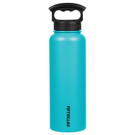 FIFTY/FIFTY - 40 oz Vacuum Insulated Bottle with 3-Finger Lid - Aqua