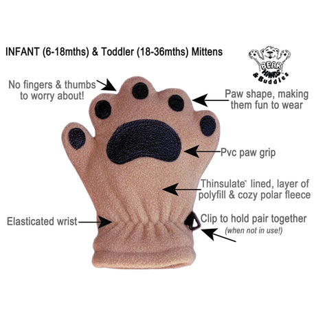 BEARHANDS - Infant Fuchsia Thinsulate Fleece Mittens