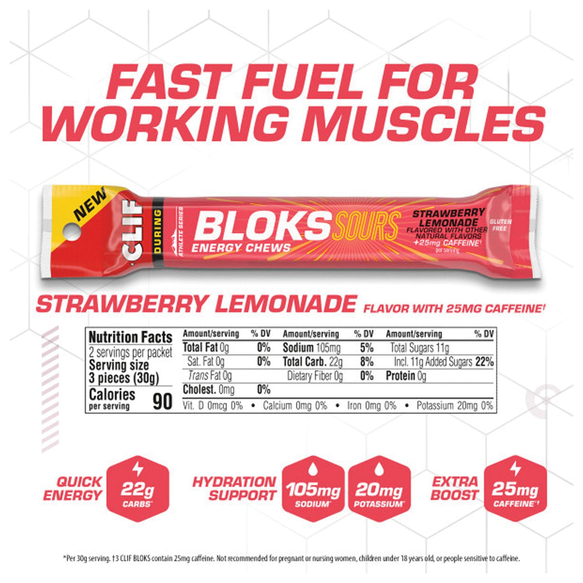 CLIF BAR - SHOT BLOKS Sours Strawberry Lemonade