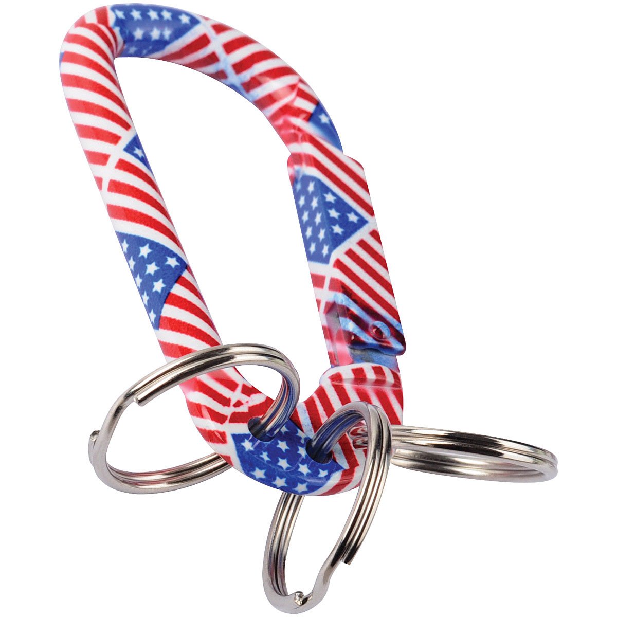 MUNKEES - US Flag Carabiner with 3 Keyrings