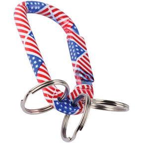MUNKEES - US Flag Carabiner with 3 Keyrings