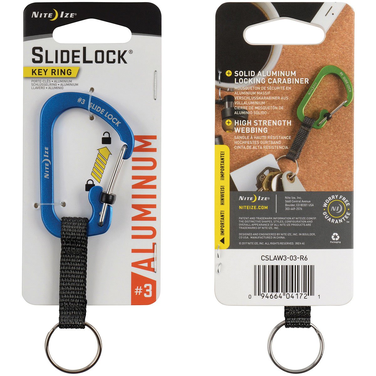 NITE IZE - SlideLock Key Ring AL#3 - Blue