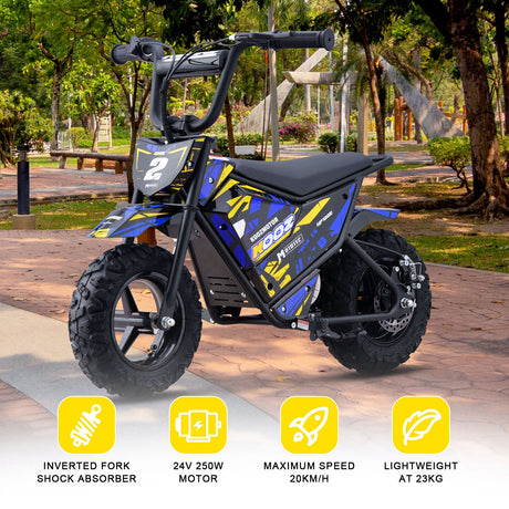 MotoTec 24v 250w (HP120E) Electric Powered Mini Bike - Blue