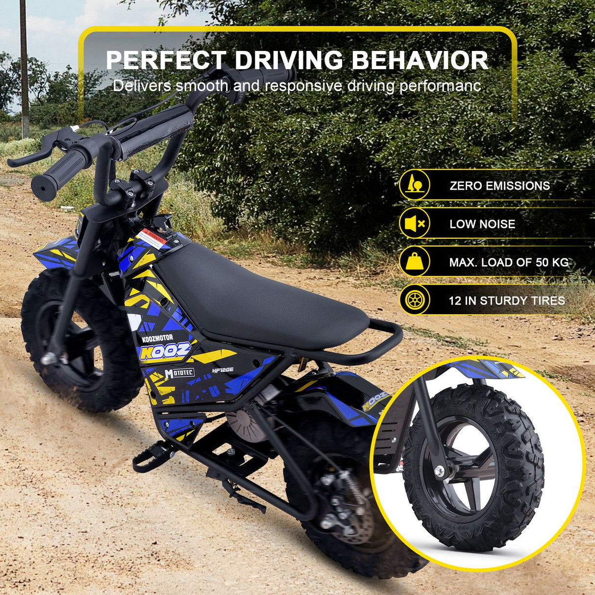 MotoTec 24v 250w (HP120E) Electric Powered Mini Bike - Blue