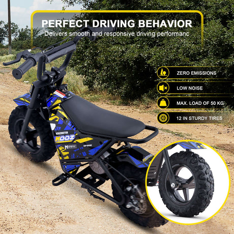 MotoTec 24v 250w (HP120E) Electric Powered Mini Bike - Blue