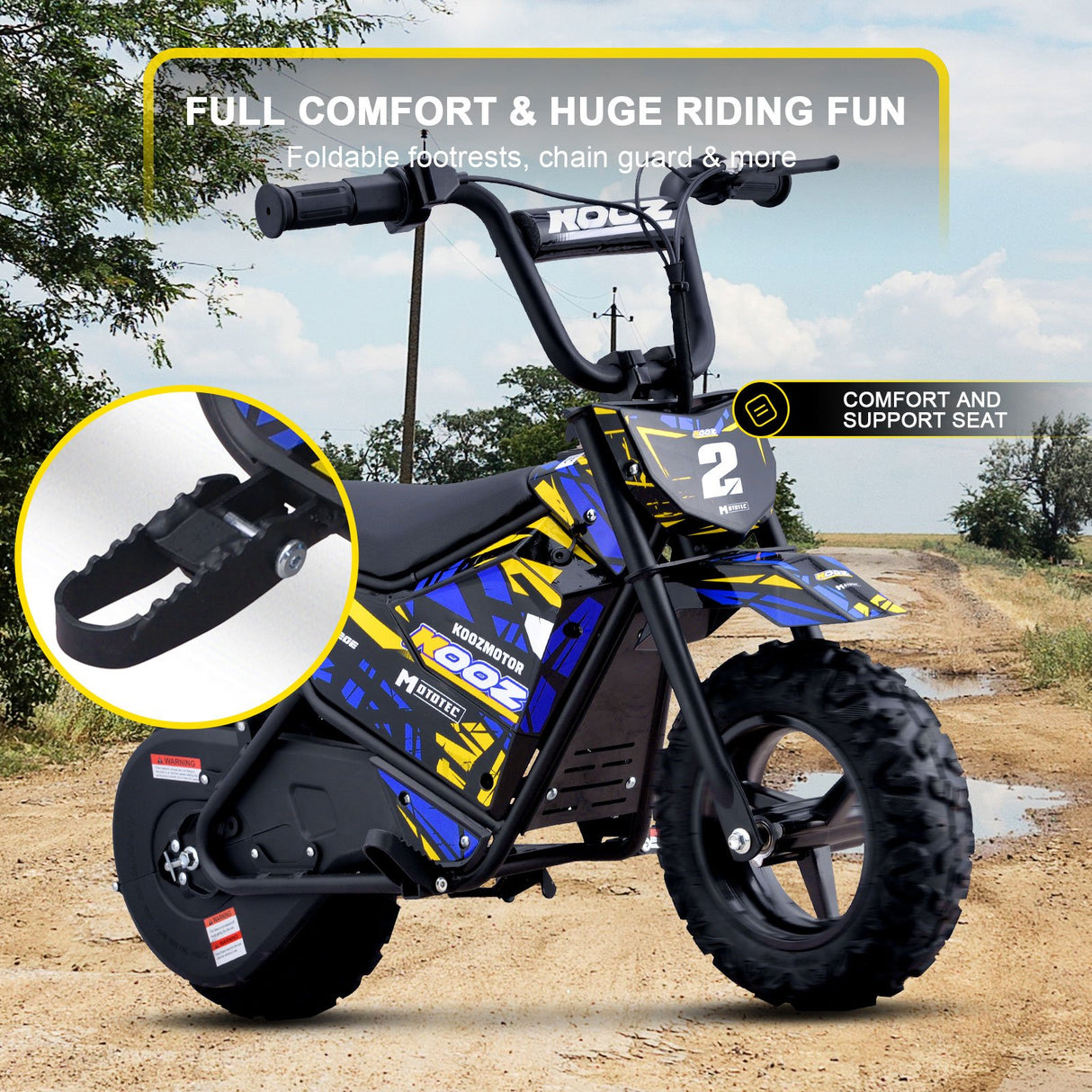 MotoTec 24v 250w (HP120E) Electric Powered Mini Bike - Blue