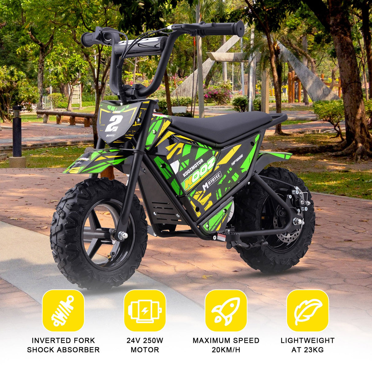 MotoTec 24v 250w (HP120E) Electric Powered Mini Bike - Green