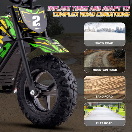 MotoTec 24v 250w (HP120E) Electric Powered Mini Bike - Green