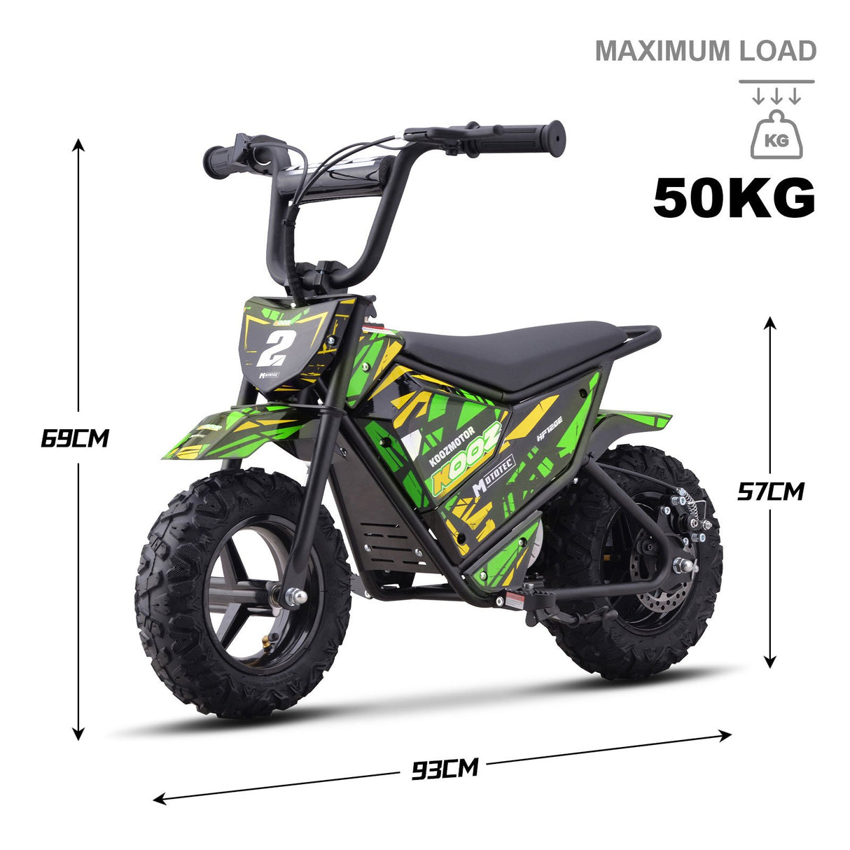MotoTec 24v 250w (HP120E) Electric Powered Mini Bike - Green