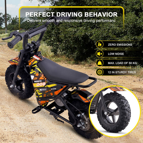 MotoTec 24v 250w (HP120E) Electric Powered Mini Bike - Orange