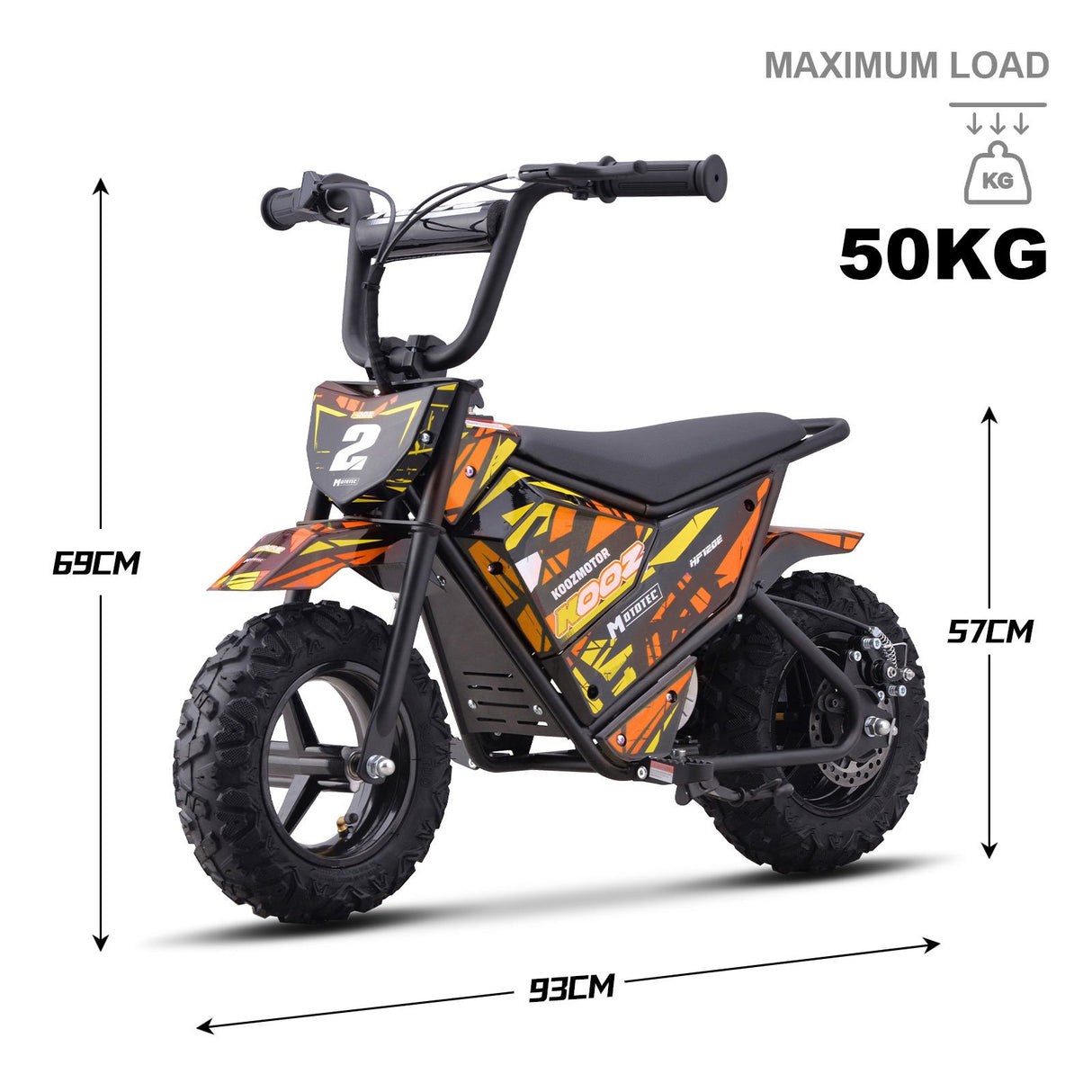 MotoTec 24v 250w (HP120E) Electric Powered Mini Bike - Orange