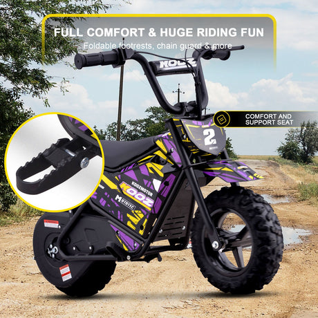 MotoTec 24v 250w (HP120E) Electric Powered Mini Bike - Purple