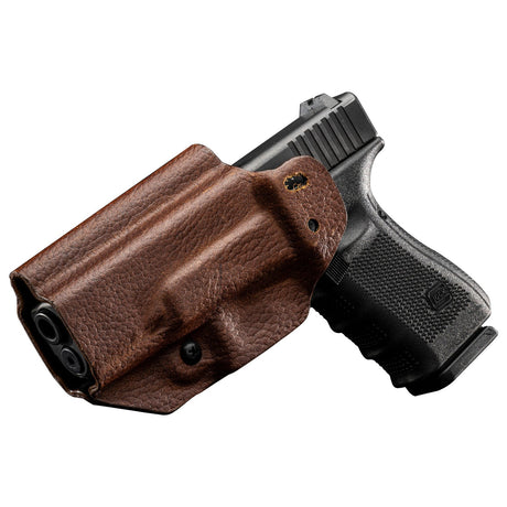 Mission First Tactical - Brown Leather Hybrid AIWB Holster for Glock