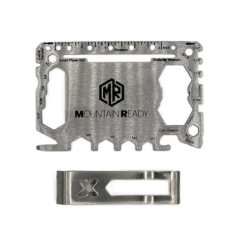 Mountain Ready Multitool Card - 21 Function Tool Card with Removable Money Clip