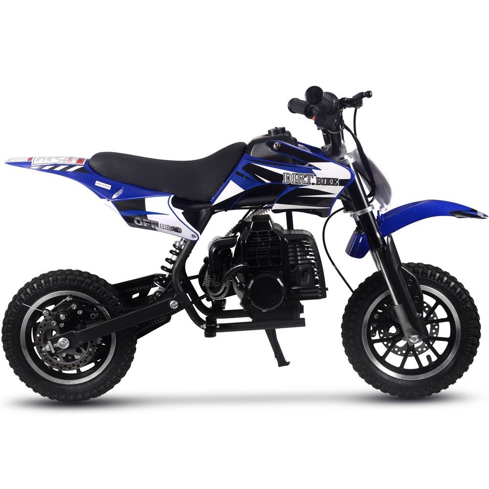 MotoTec Alien 50cc 2-Stroke Kids Gas Dirt Bike - Blue