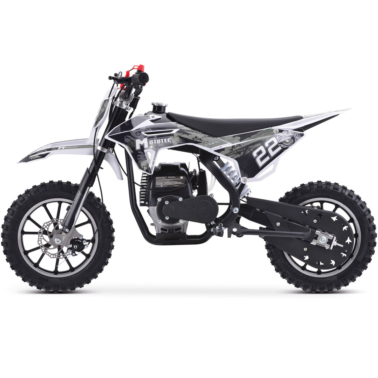 MotoTec Demon 40cc 4-Stroke Kids Gas Dirt Bike - White