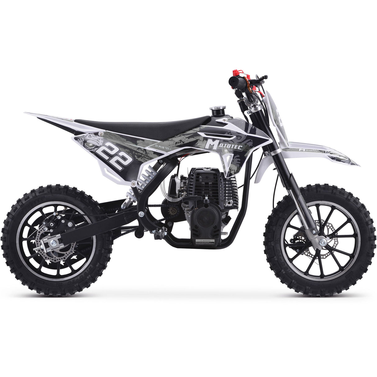 MotoTec Demon 40cc 4-Stroke Kids Gas Dirt Bike - White