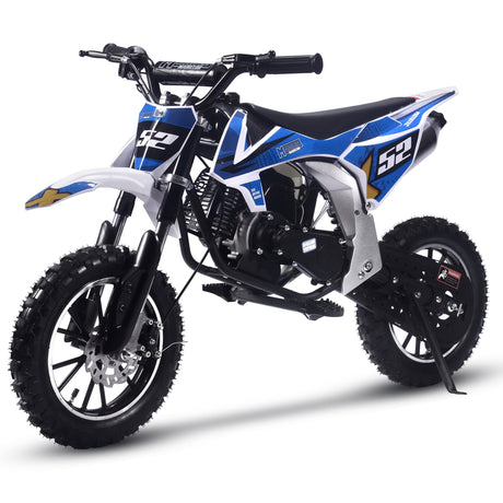 MotoTec Warrior 52cc 2-Stroke Kids Gas Dirt Bike - Blue