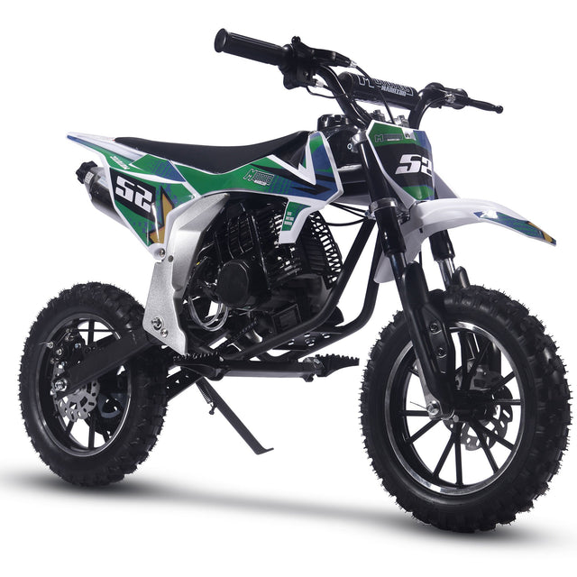 MotoTec Warrior 52cc 2-Stroke Kids Gas Dirt Bike - Green
