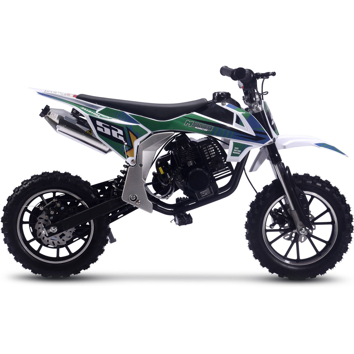 MotoTec Warrior 52cc 2-Stroke Kids Gas Dirt Bike - Green