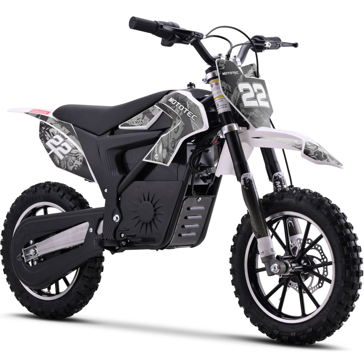 MotoTec 36v 790w Demon Electric Dirt Bike Lithium - White