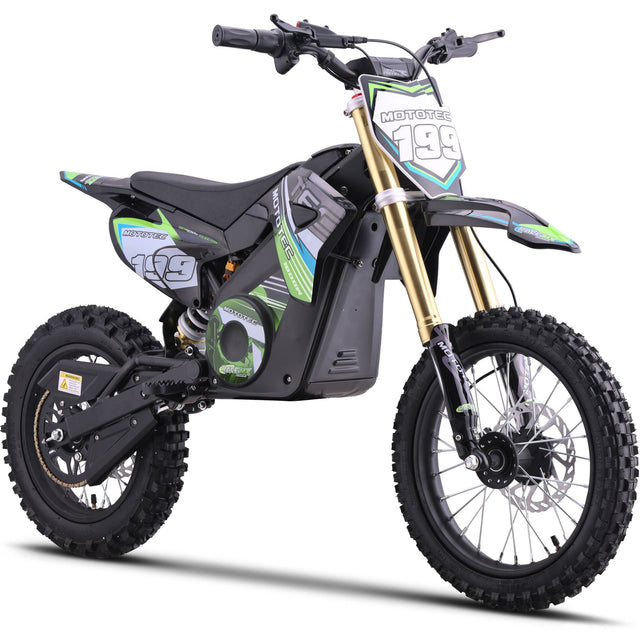 MotoTec 48v 1800w Pro Electric Dirt Bike Lithium - Green